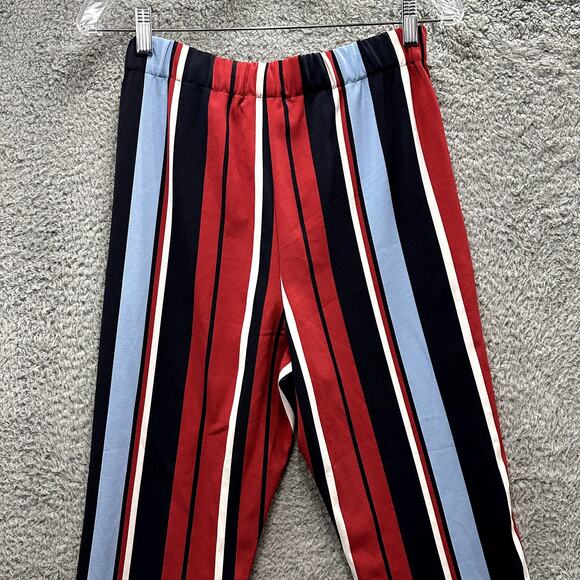 Romeo & Juliet NEW Medium Wide Leg Trousers Vertical Stripes Red Navy Summer‎ - Picture 5 of 10